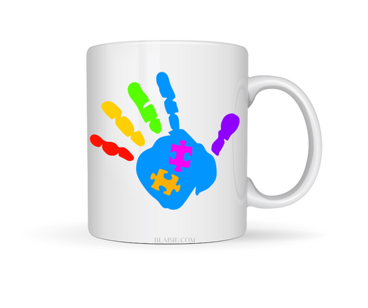 AUTISM HAND PRINT CERAMIC MUG