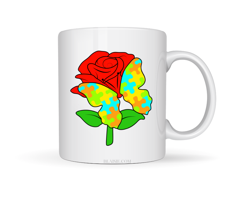 AUTISM ROSE CERAMIC MUG