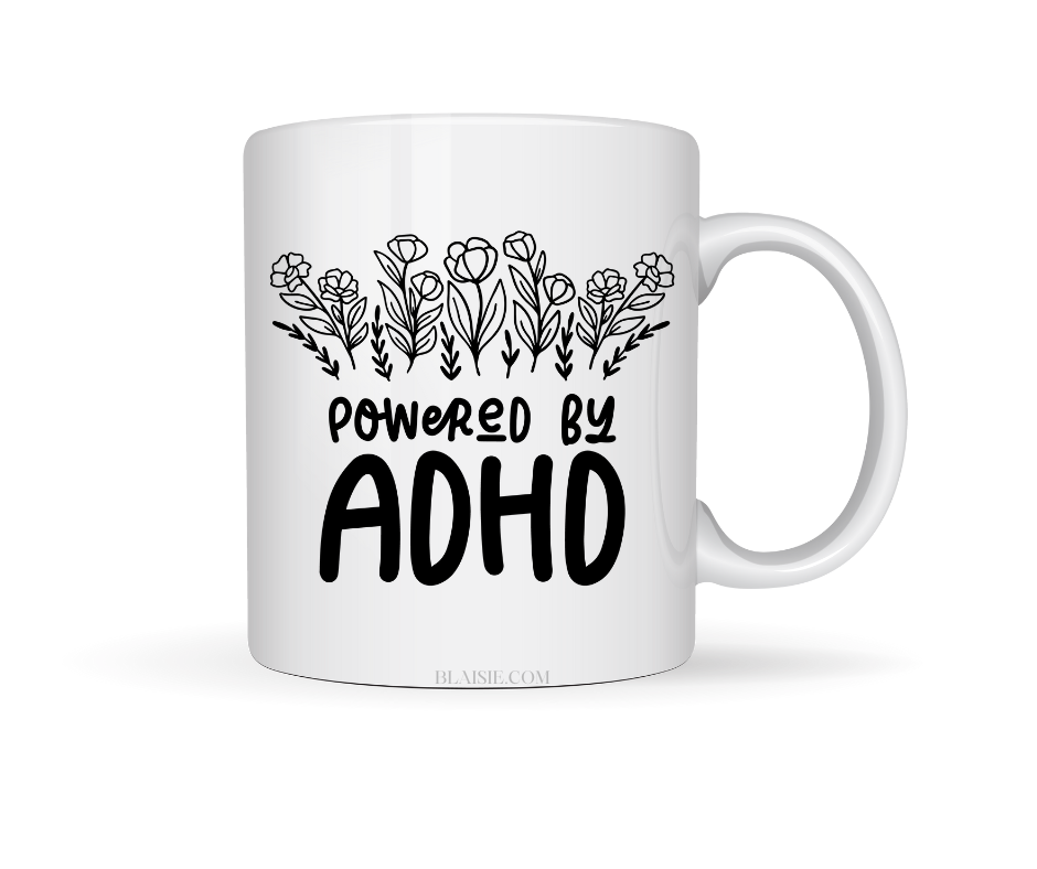 POWERED BY ADHD CERAMIC MUG