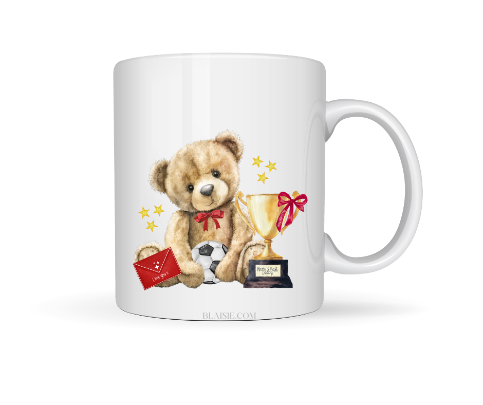 RED TEDDY FATHERS DAY CERAMIC MUG