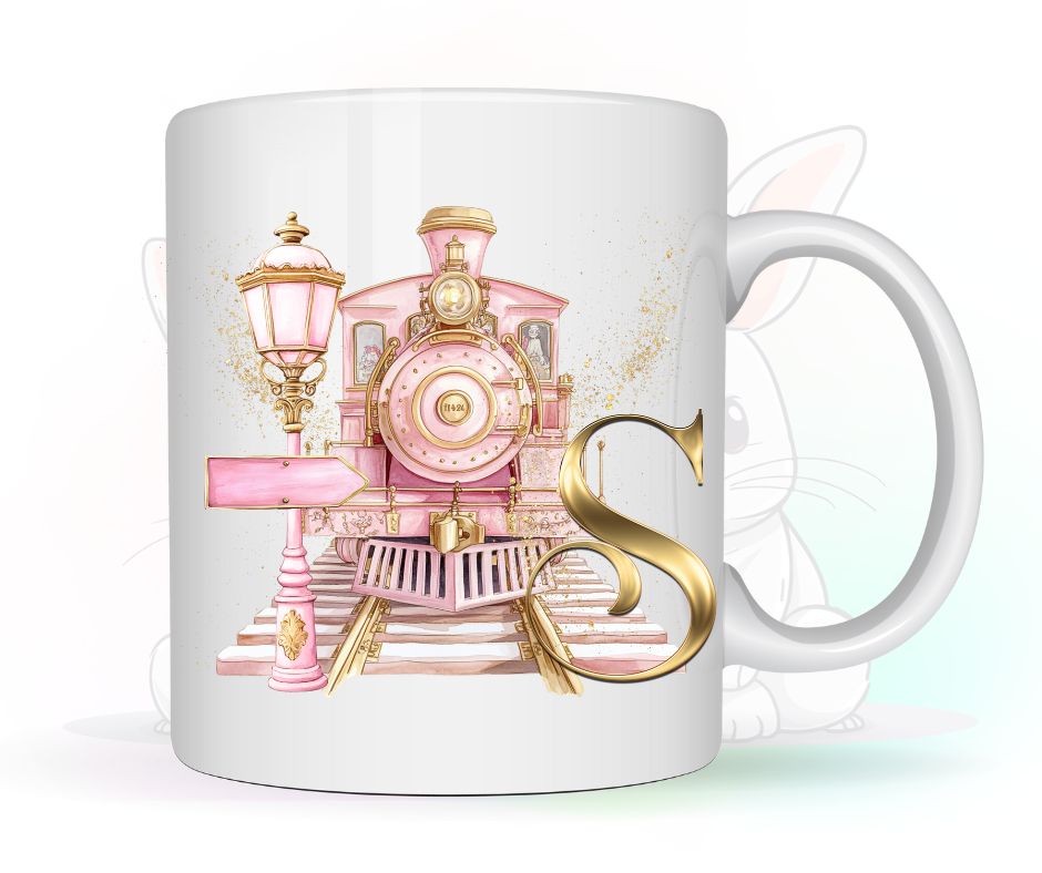 PINK TRAIN INITIAL MUG