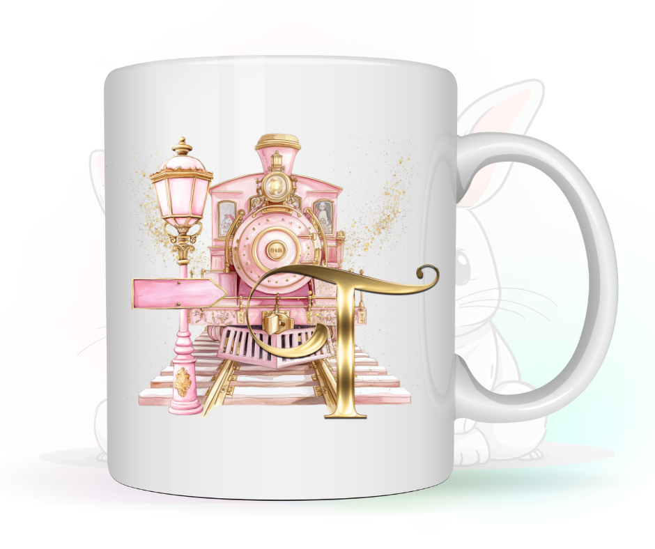 PINK TRAIN INITIAL MUG