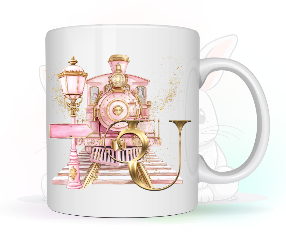 PINK TRAIN INITIAL MUG