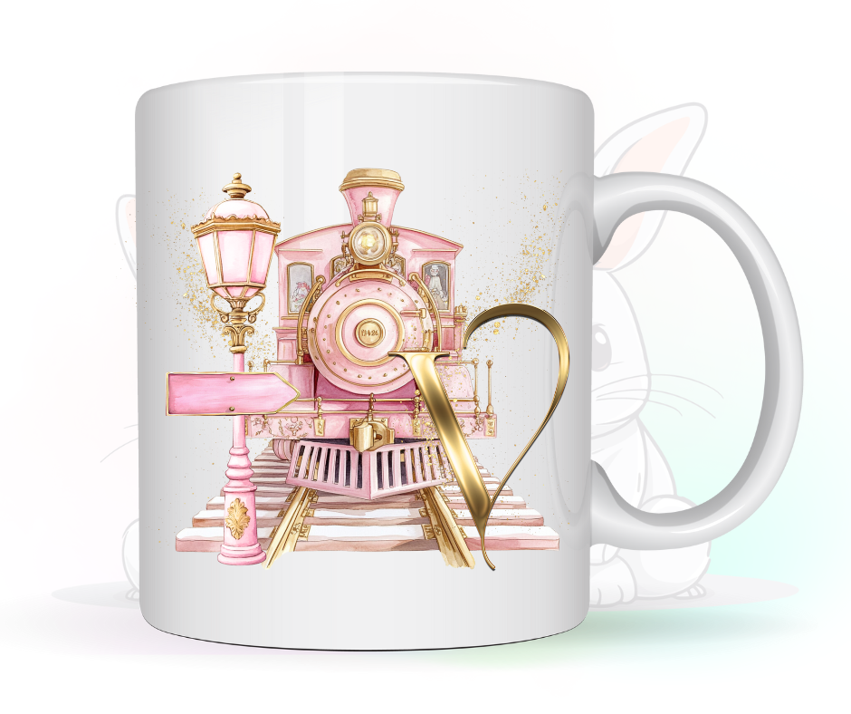 PINK TRAIN INITIAL MUG