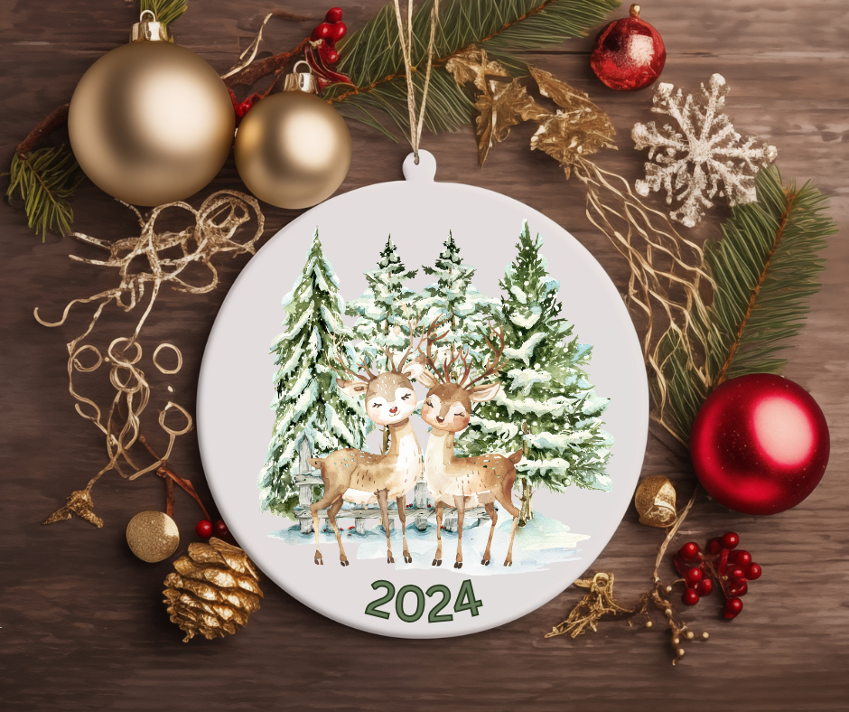 TWO REINDEERS TREE ORNAMENT