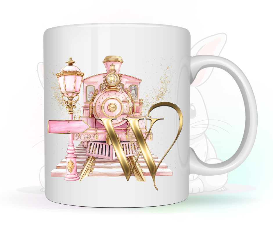 PINK TRAIN INITIAL MUG