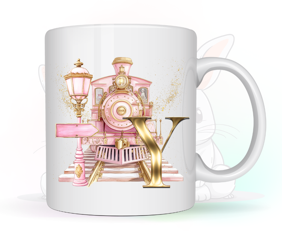 PINK TRAIN INITIAL MUG