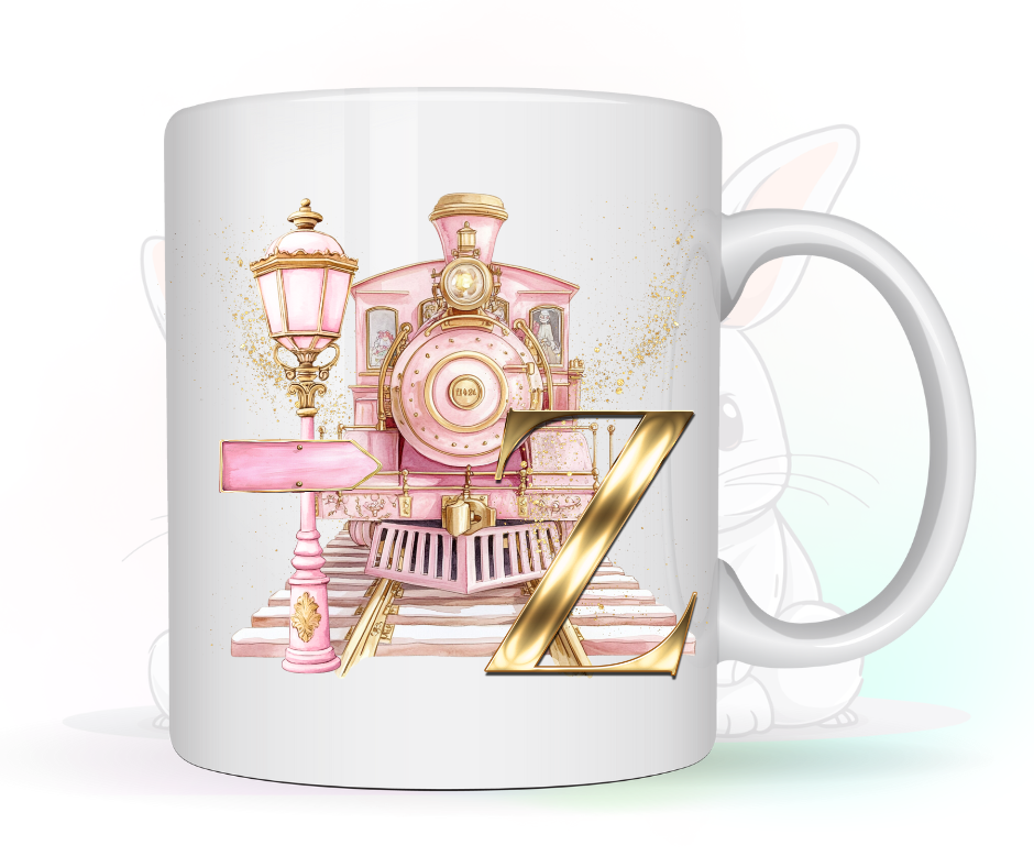 PINK TRAIN INITIAL MUG