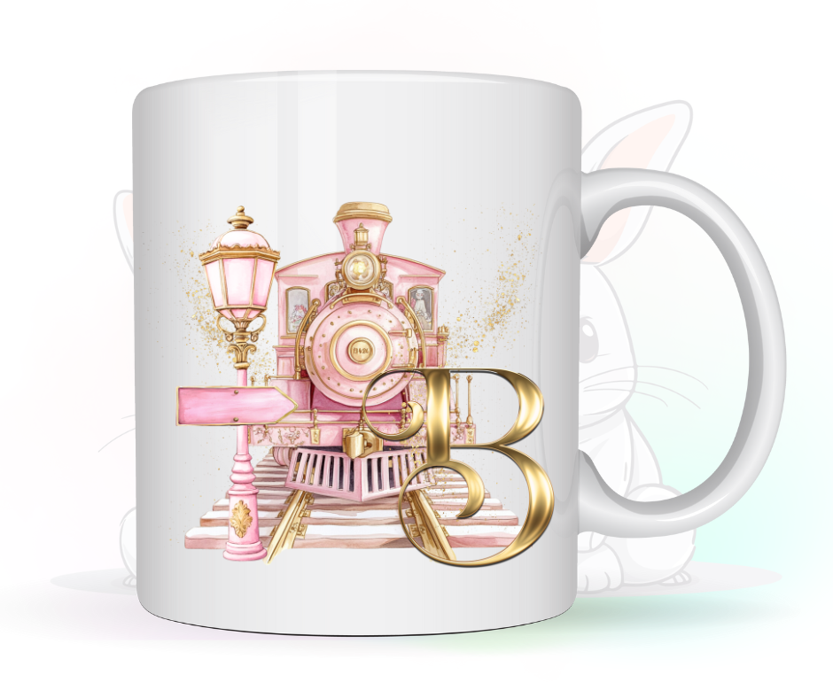 PINK TRAIN INITIAL MUG