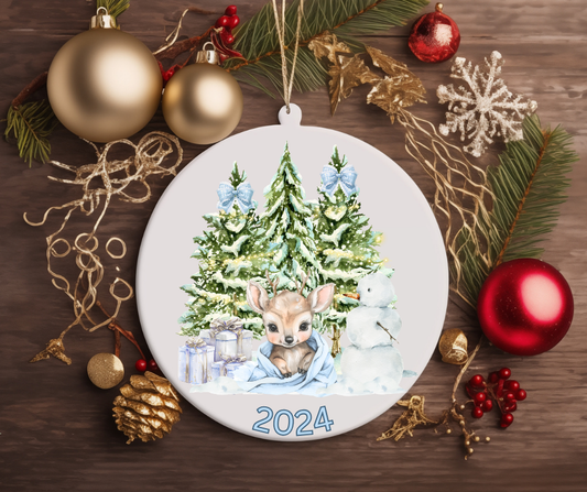 BABY DEER BLUE TREE ORNAMENT