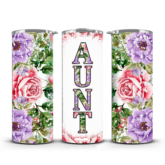 aunt themed floral tumbler