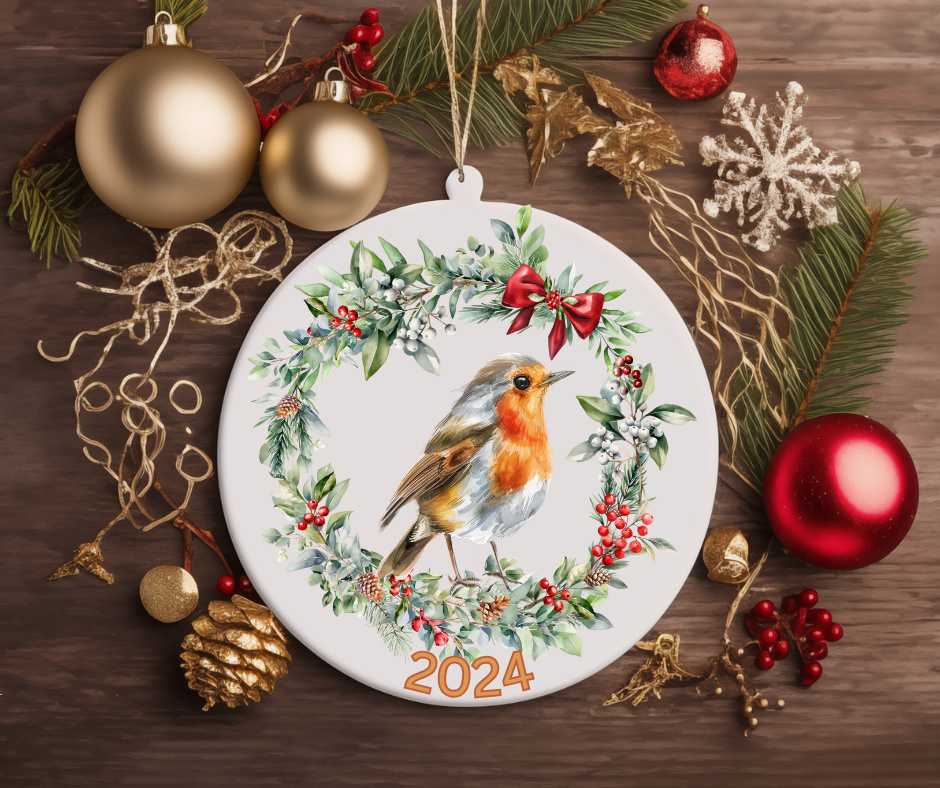 ROBIN IN A REEF TREE ORNAMENT