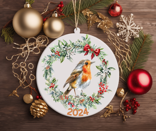 ROBIN IN A REEF TREE ORNAMENT