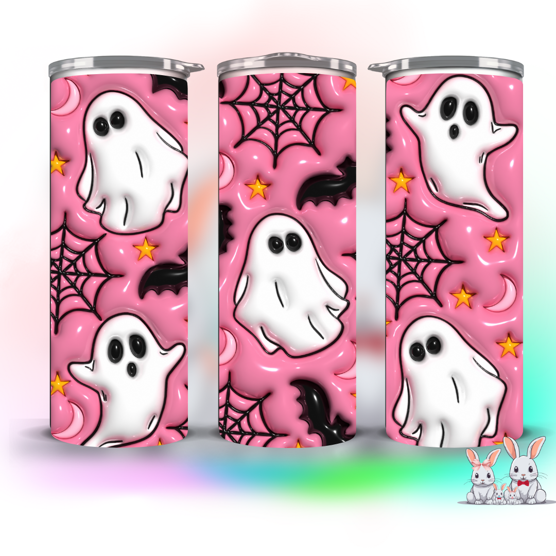 pink ghost themed tumbler