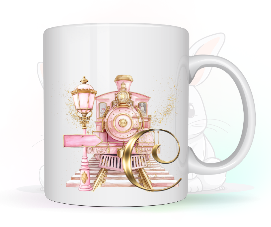 PINK TRAIN INITIAL MUG