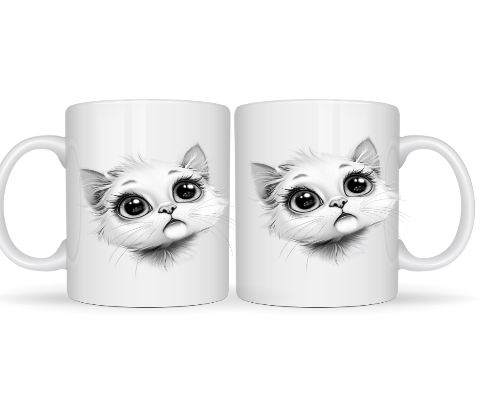 WHITE CAT MUG