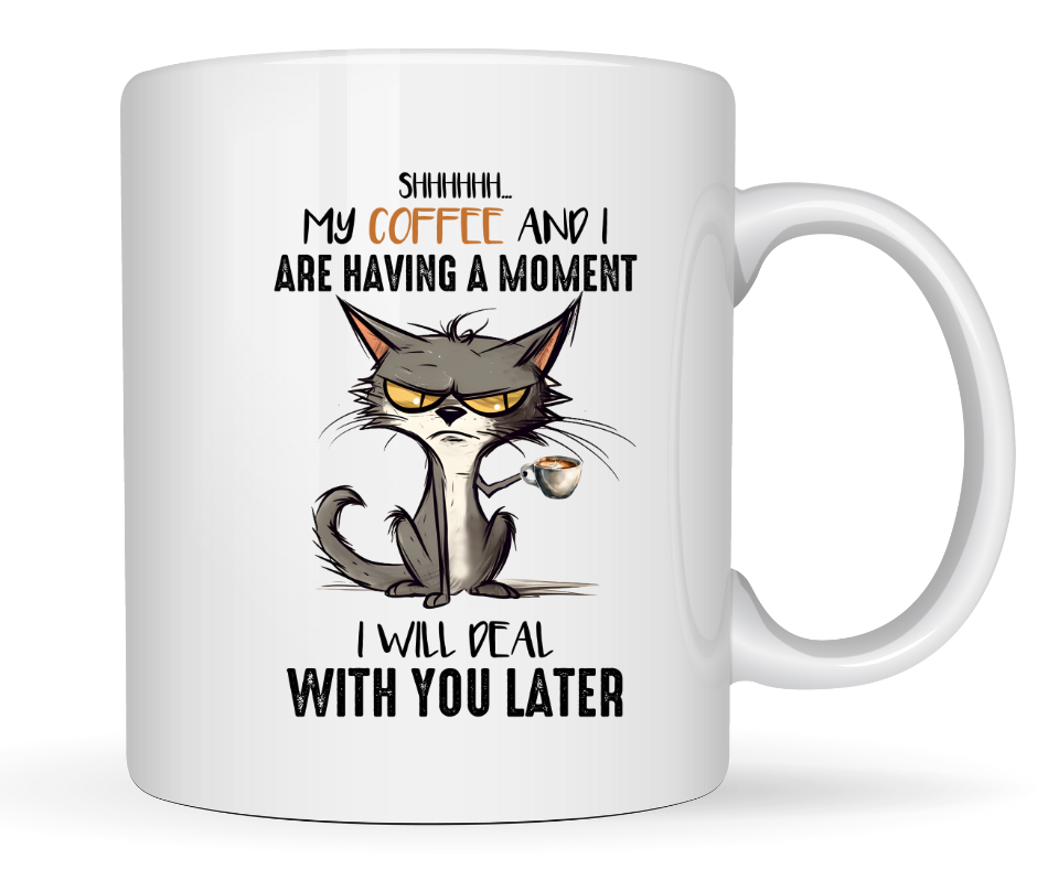 MY COFFEE AND I ARE HAVING A MOMENT CAT MUG