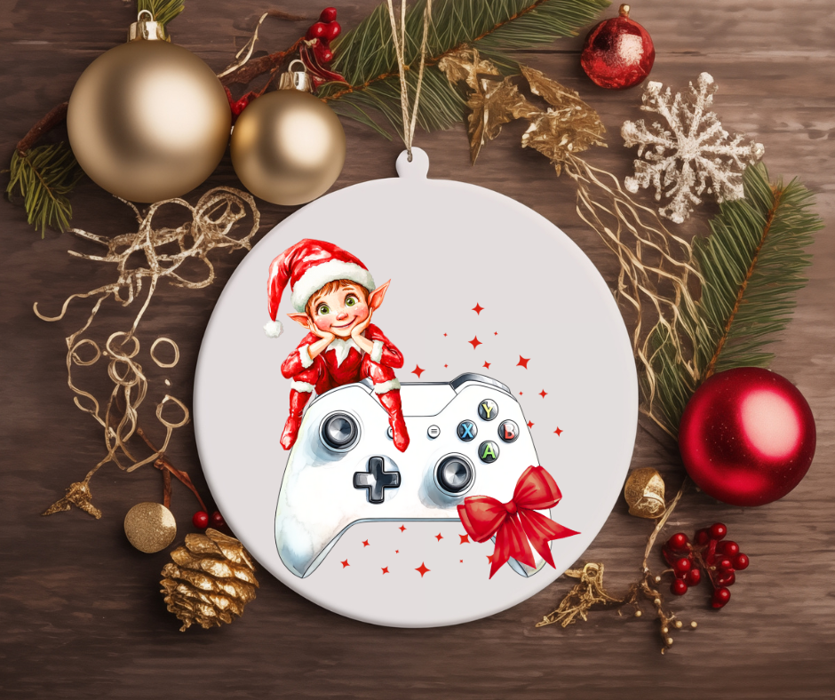 ELF GAMER CHRISTMAS TREE ORNAMENT