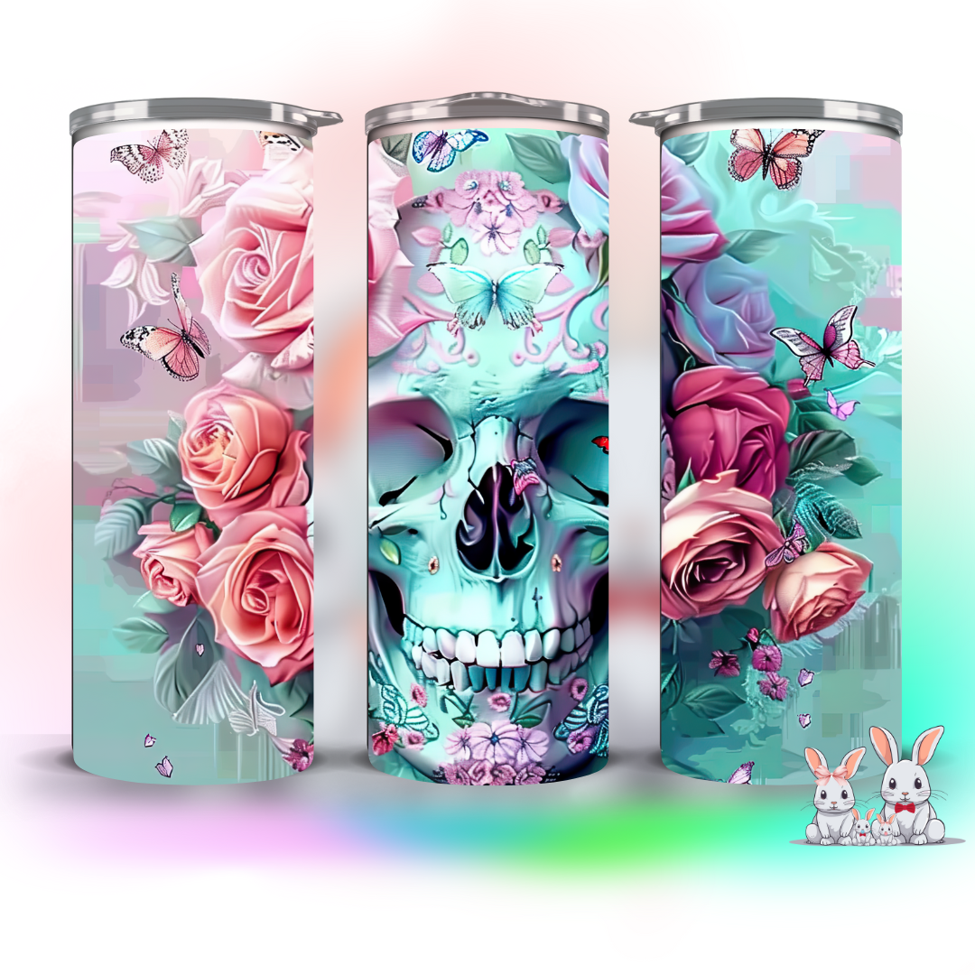 skull flowers tumbler