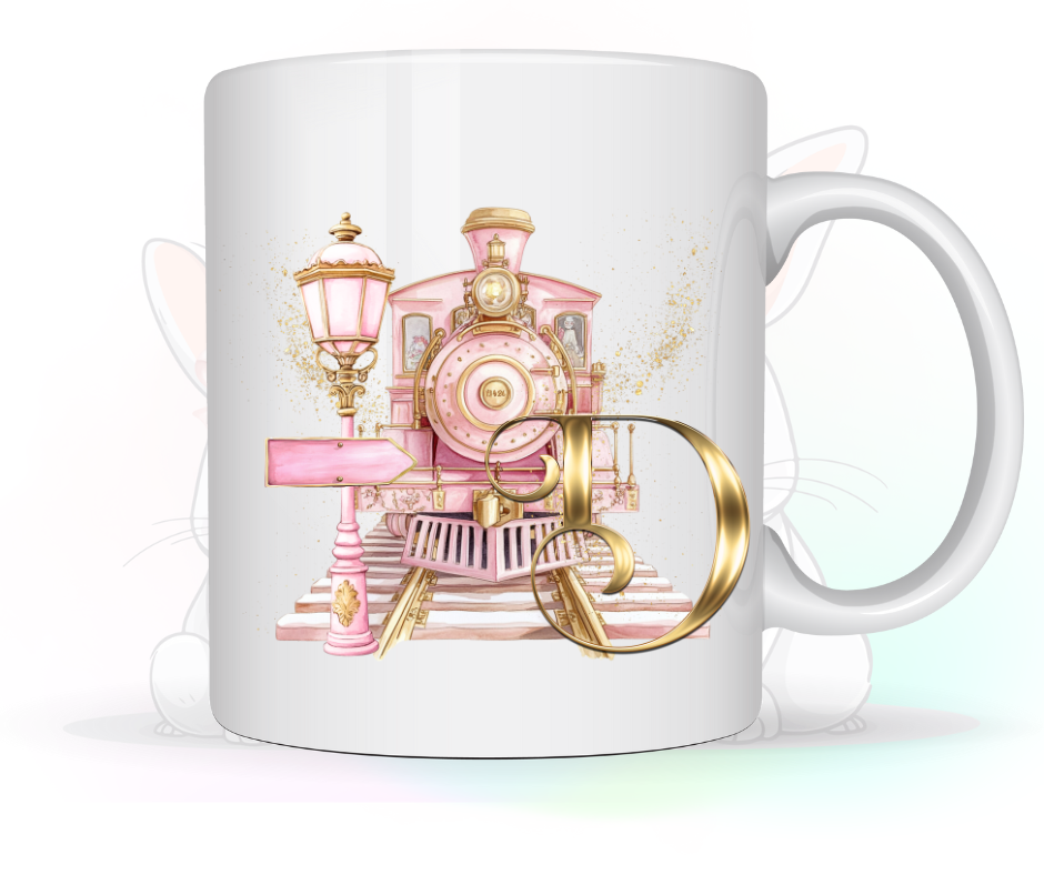 PINK TRAIN INITIAL MUG