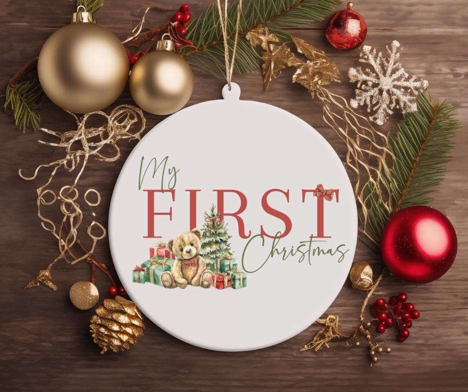 MY FIRST CHRISTMAS TEDDY BEAR CHRISTMAS TREE ORNAMENT
