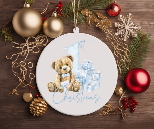 1ST CHRISTMAS TEDDY BEAR CHRISTMAS TREE ORNAMENT