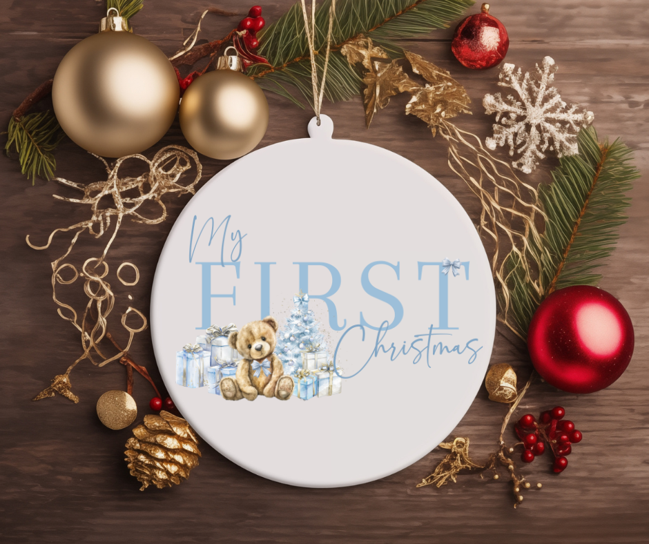 MY FIRST CHRISTMAS TEDDY BEAR CHRISTMAS TREE ORNAMENT