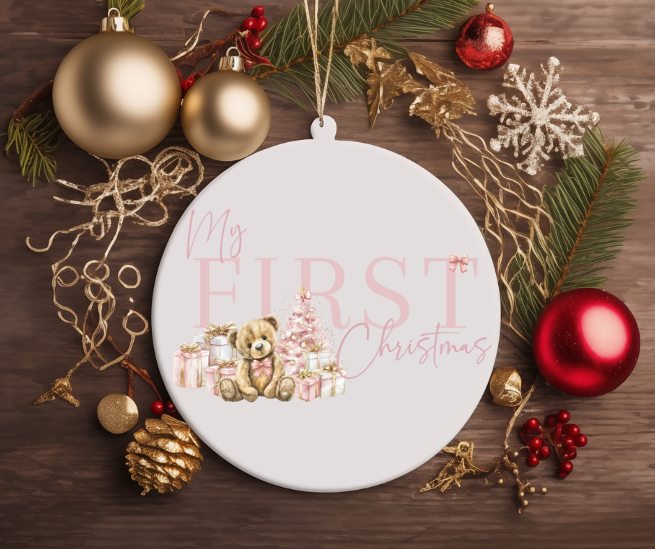 MY FIRST CHRISTMAS TEDDY BEAR CHRISTMAS TREE ORNAMENT