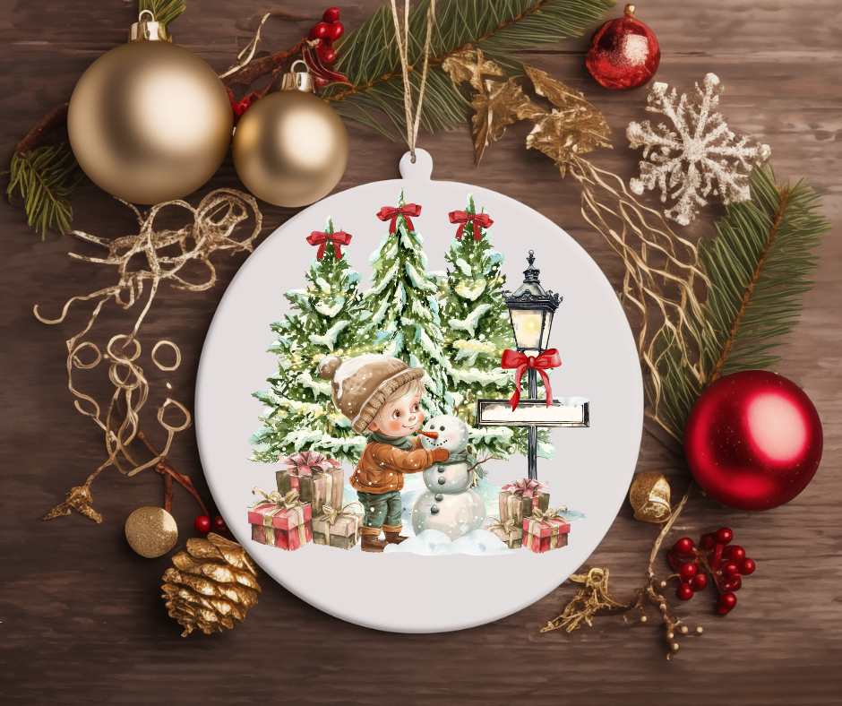 CHILD WITH A LAMPPOST CHRISTMAS TREE ORNAMENT