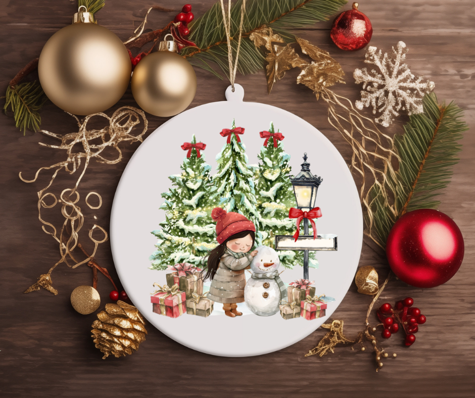 CHILD WITH A LAMPPOST CHRISTMAS TREE ORNAMENT