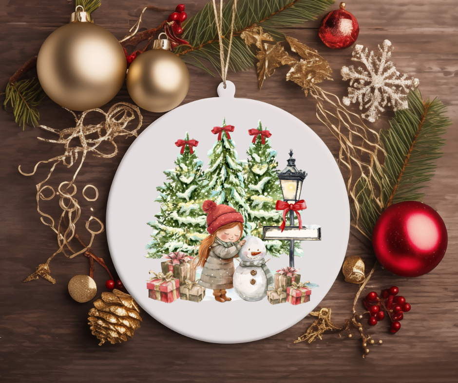 CHILD WITH A LAMPPOST CHRISTMAS TREE ORNAMENT