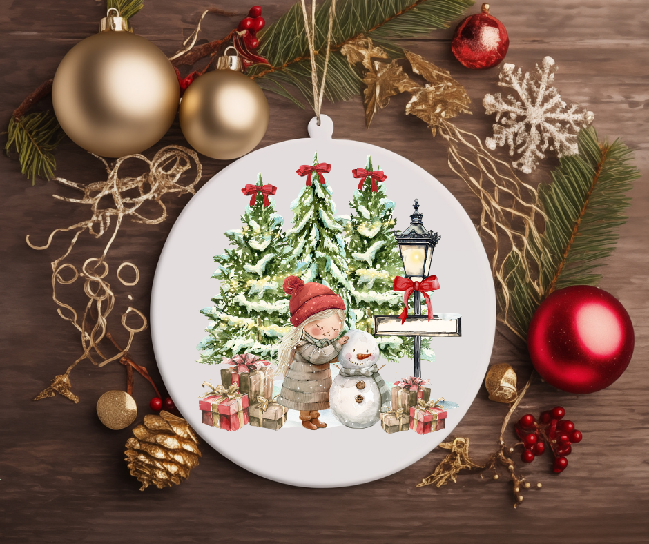 CHILD WITH A LAMPPOST CHRISTMAS TREE ORNAMENT