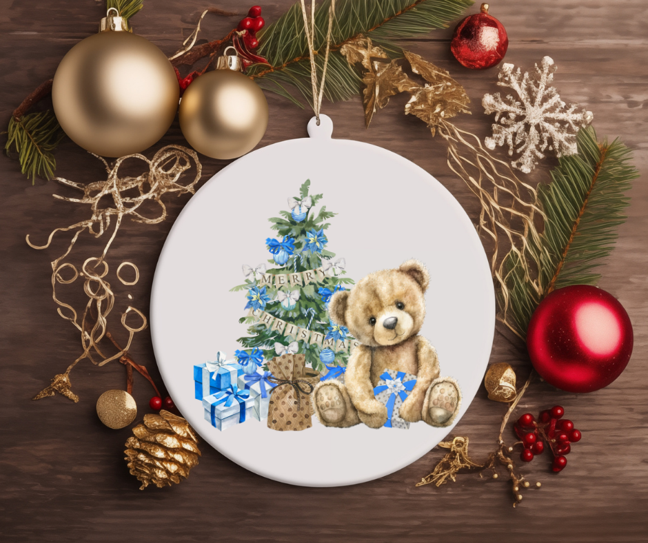 TEDDY BEAR CHRISTMAS TREE ORNAMENT