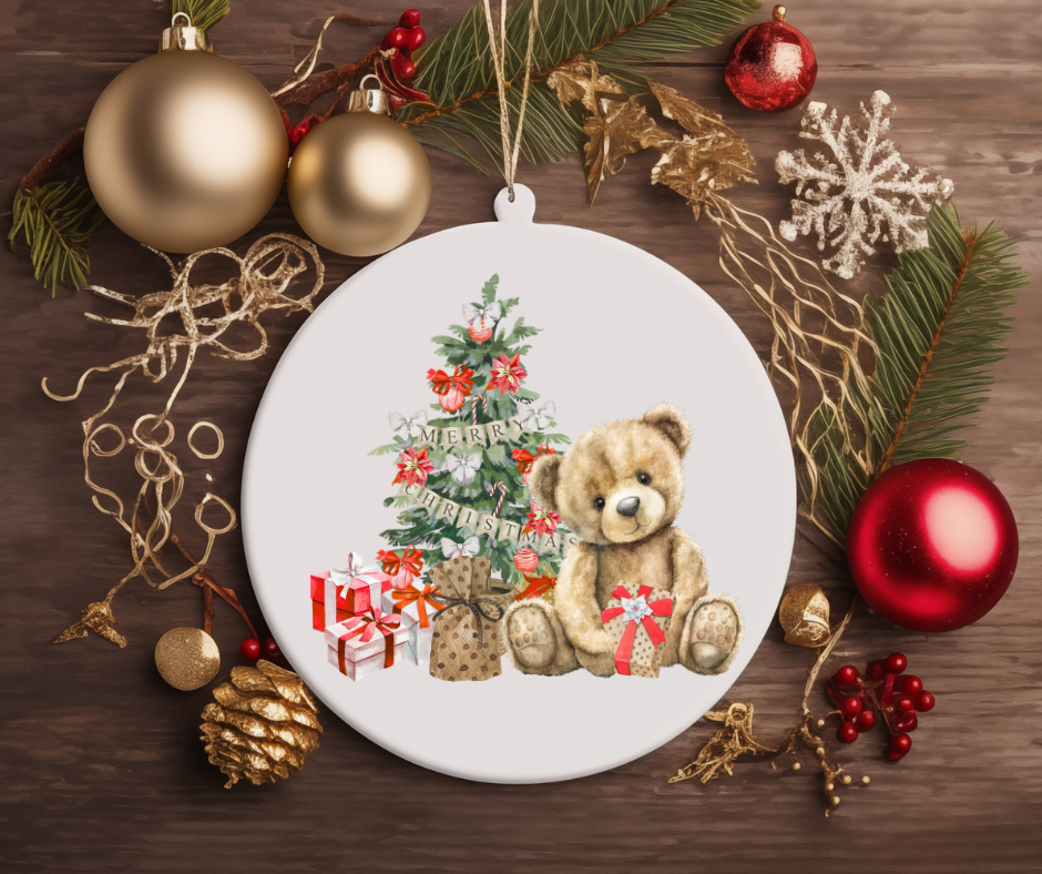 TEDDY BEAR CHRISTMAS TREE ORNAMENT
