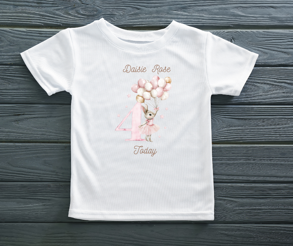 PINK BUNNY  PERSONALISED BIRTHDAY TSHIRT