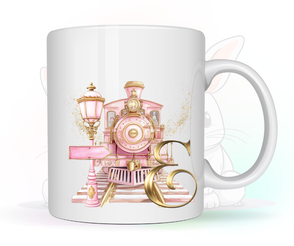 PINK TRAIN INITIAL MUG