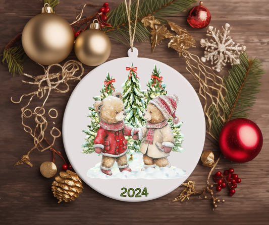 TWO TEDDY BEAR TREE ORNAMENT