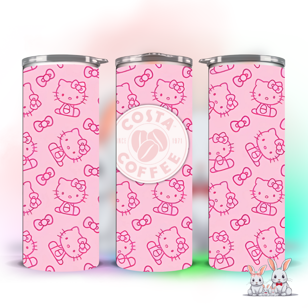 PINK CAT THEMED TUMBLER