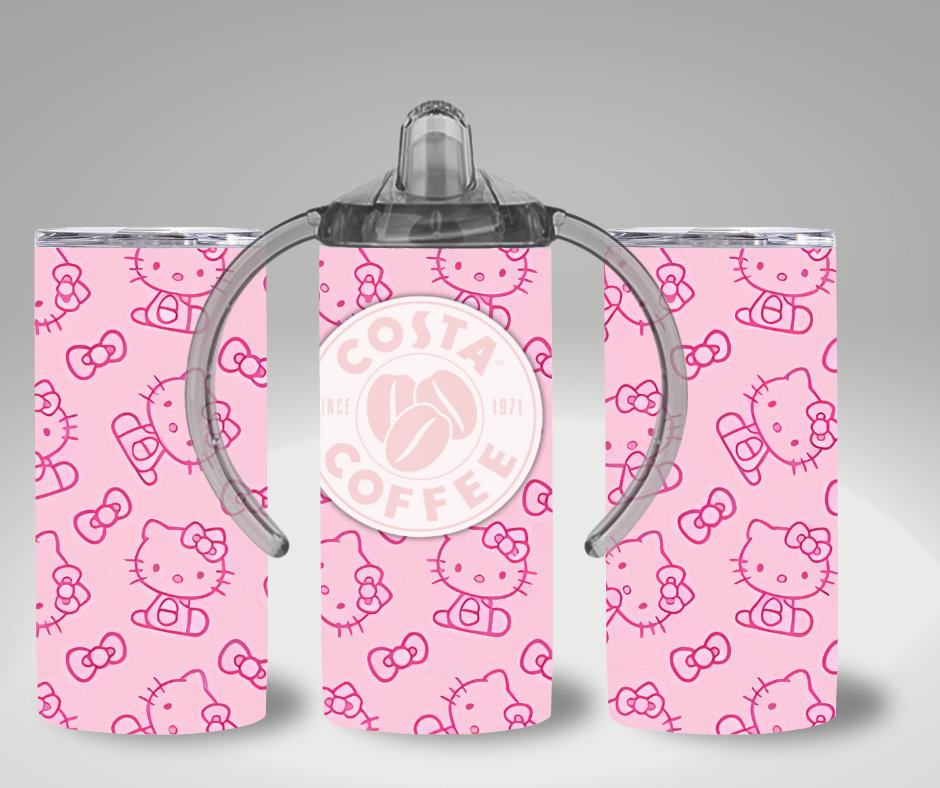 PINK CAT THEMED TUMBLER