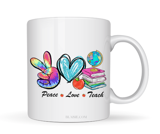 PEACE LOVE TEACH MUG