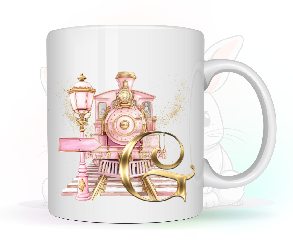 PINK TRAIN INITIAL MUG