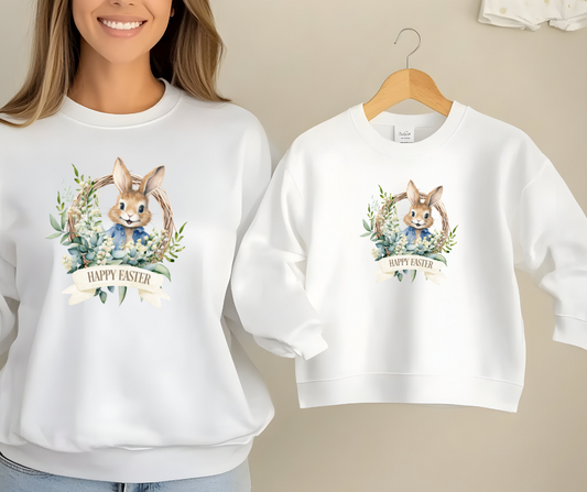 BLUE BUNNY EASTER SWEATSHIRT