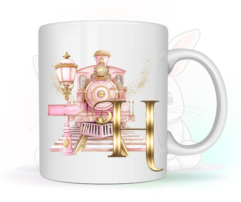 PINK TRAIN INITIAL MUG