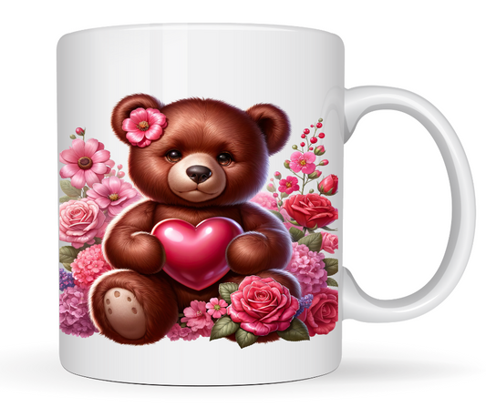 TEDDY HOLDING A HEART MUG