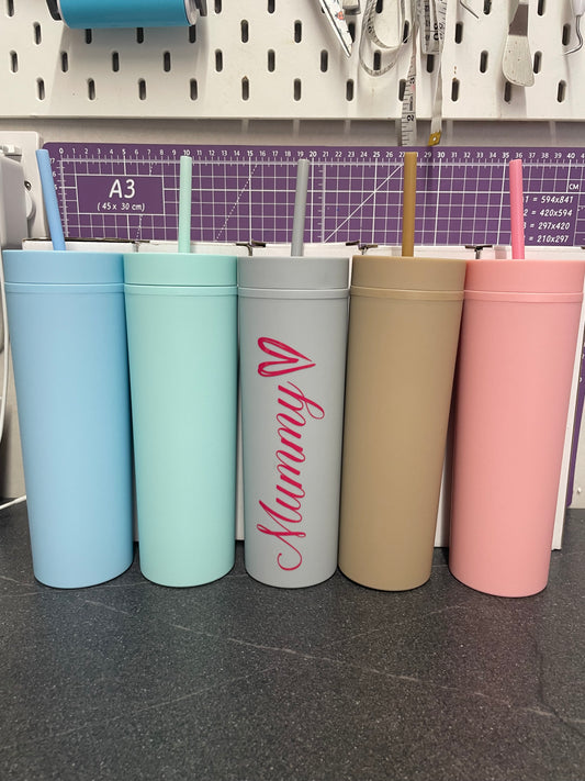 skinny tumbler with straw