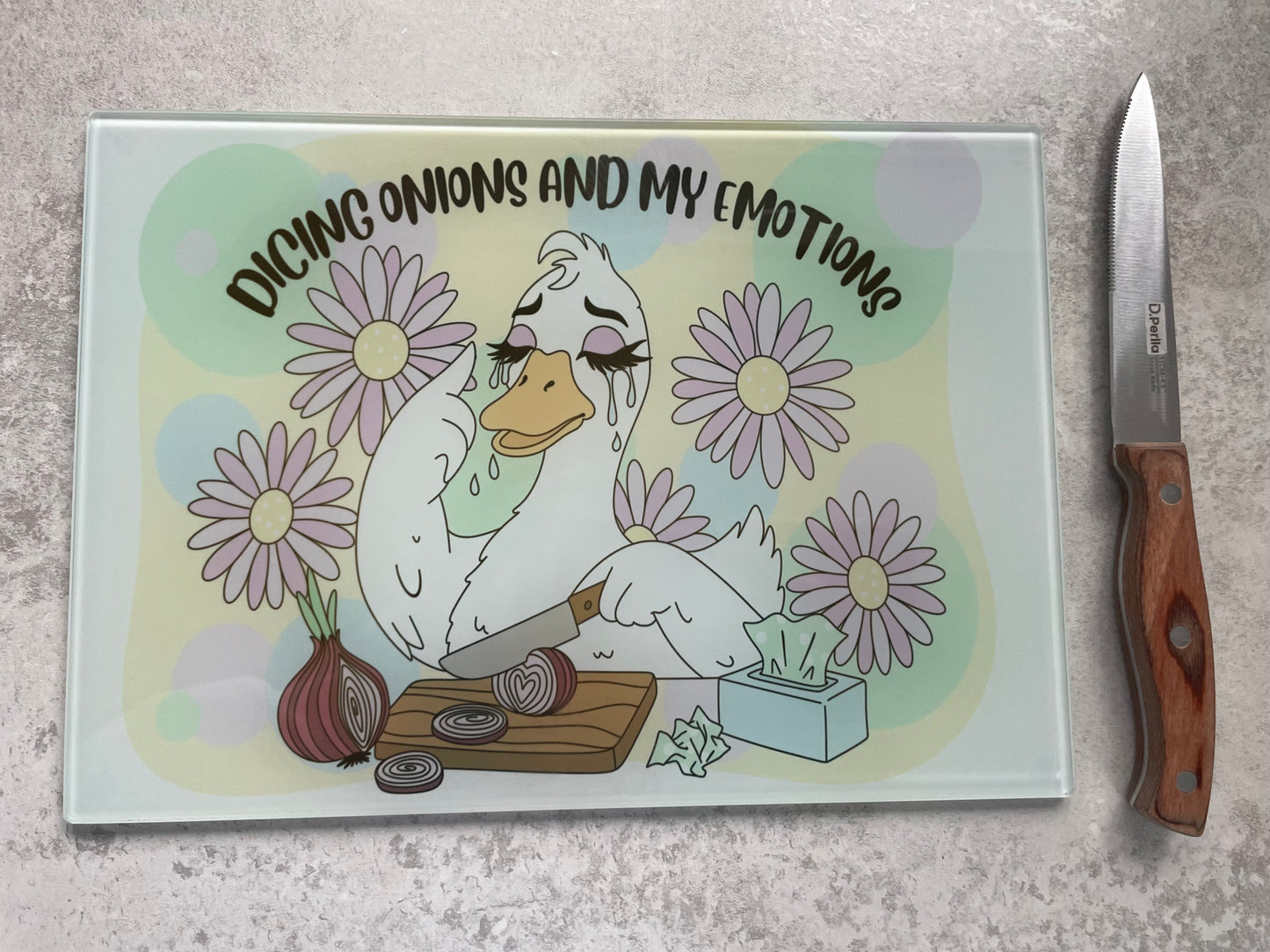 DICING MY ONIONS AND EMOTIONS CHOPPING BOARD