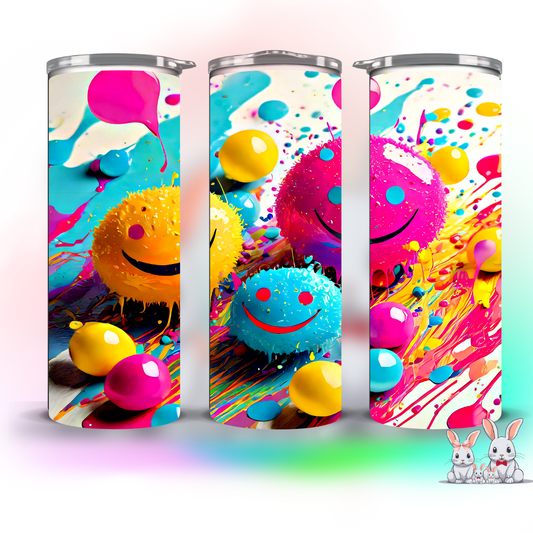 colorful smily faces tumbler design